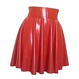 Roter Latexrock, A-Linie, rotes Latex-Minikleid, süßes Mädchen, sexy Rock, Latexrock, Kreis, Skaten, Gummi