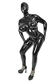GAYLOP Latex Gummi Catsuit Handschuh Ganzkörper Bodysuit Tights Brust aufblasbar Fetisch-schwarz-M