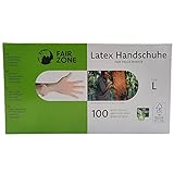 FAIR ZONE Latex Einweghandschuhe L 100 Stück – Latex Handschuhe Puderfrei Nachhaltig & Fairtrade – Latexhandschuhe Umweltfreundlich & Plastikfrei
