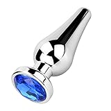 Roluck Analplug mit Stoss Set Klein Medium Groß Metall Buttplug Kit mit Wunderbare Farben Diamant Fetisch(Blau, M)