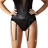 Strumpfhalter Gürtel Damen, Verstellbarer Elastischer Beinhalter Plus Size Oberschenkelgurt Schwarz Mit 6 Metall Strapsen Clips Für Damen Bräute Strümpfe