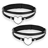JIYIN 2 Strumpfhalter Damen, Leder Bein Strumpfband Verstellbares Strumpfhalter Oberschenkel Doppellagiges Gothic Beingurt Strumpfband Gürtel für Karneval Cosplay Party Zubehör
