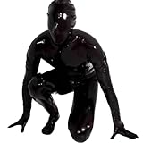 YZPNBW Herren Wetlook Natürliches Latex Body Eng Männerbody Erotische Ganzkörper Anzug Trikot Leotards SM Sexy Fetisch Party Clubwear Kopfbedeckung Mit Maske