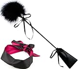 Erotik spielsatin schwarz weiße Augenmaske Augenbinde mit Federkitzler Liebes Feder, Leder Slapper Hand Spanking Paddel BDSM Fetisch Bondage set Sex Spielzeug für Paare SM