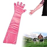 Langarm Veterinär Handschuh,Extrem Dehnbare Einweghandschuhe,Handschuhe zur Viehbesamung,Einweg Weichplastikfolie Handschuhe,Latex Fingerlinge,Veterinärhandschuhe Extra Lange Stulpe 90 cm,30pcs