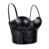 XDGBGFN Leder Oberteil Damen Wetlook Dessous Frau Punk Slim Fit Latex Top Latex Oberteil für Frauen Clubwear Top, Party, Karneval (DE/NL/SE/PL, Alphanumerisch, XL, Regular, Regular, Schwarz)