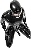 RVLAUGOAA Herren Shiny Lack Leder Katze Anzug GANZKÖRPER MÄNNER SEXY Latex Reissverschluss Overall Gummi Kleidung SCHWARZ (2XL)