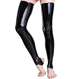 Rubberfashion Latex Strümpfe lang offene Zehen - Overknee Oberschenkel Strumpf - Socken für Damen und Herren schwarz 0.4mm S/Schuhgröße: 36-38