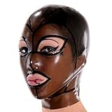 preni BDSM Latex Maske SM Bondage Maske 5 Farben 6 Größen Halloween Party Cosplay Maske Sexmaske Latex Kostüm Kopfbedeckung Extreme Bondage Fetisch Haube Sexspielzeug,L,Clear