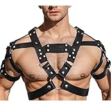 BDSMYEE Harness Männer Leder,Harness Gay Herren Bondage Geschirre,Fetisch Rave Sexy Gay Unterwäsche für Mann,BDSM Set fetiche Kleidung erotische Dessus Reizwäsche für Sex Party (A)