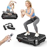 HomeFitnessCode Mini Vibrationsplatte für Frauen - Vibrationsgerät mit 250 Intensitätsstufen + 9 Vorprogramm Vibrationstrainer Zuhause für Abnahme Muskelaufbau Ganzkörpertraining, Schwarz