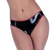 Kangxinsheng Damen’s Schwarz Modische Latex Slips,Gummi Shorts für Damen G-String Tanga,Latex Höschen Unterwäsche Cosplay Kostüm (XXL)