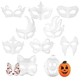 LUKIUP 10 Stück DIY Weiße Papier Maske, Maskerade Maske, Halloween Maske, Theathermaske zum Bemalen Unbemalt Masken für Kinder Frauen Männer Karneval, Fasching, Party Cosplay, Tier