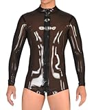 Latex-Bodysuit für Herren, Latex-Badeanzug, 3D-Schrittschnitt, Frontreißverschluss,EIN,XXXL