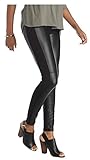 HUE Womens Paneled Leatherette Leggings Black X-Large 16-18
