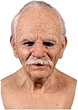 Bukbas Halloween Old Man Maske, Realistische 3D Alte Mann Maske, Gruselige Latex Alte Mann Opa vollgesichtsmaske, Horror Masken Halloween Party Cosplay Kostüm Requisiten