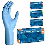 ARNOMED Einweghandschuhe Blau Extra Lang, 30cm Lange Einmalhandschuhe in L, Nitrilhandschuhe Einweg Extra Dick, 100 Stk/Box, Gummihandschuhe Lang Einweg, Nitrilhandschuhe Langer Schaft in S, M, L & XL