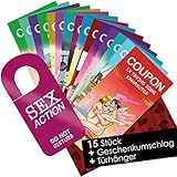 WeddingTree 15 Sex Gutscheine Comic Liebesgutscheine – Frech sexy Erotik Geschenk für Paare – GRATIS Türschild „Bitte nicht stören!“