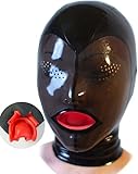 SALANSEX Full Face Cover Maske mit Augen und Mund Loch, transparente Sex BDSM Latex Hood SM Maske mit Reißverschluss für Party, Cosplay