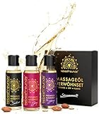 Liebesfreunde® Massageöl Geschenkset – 3 x 50 ml Wellness Öl zur Entspannung, Erotisches Massage Geschenk Set für Frauen & Männer