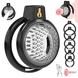 QRRQ Chastity Cage Männer, Weicher Keuschheitskäfig Herren, mit 6 Penisringen, je nach Größe Besser, mit Belüftungslöchern, für SM Fetisch, Sexspielzeug Fesselspiele langes Tragen, Schwarz