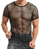 Manview Herren Unterhemd Netzstruktur - Netzhemd mit halbem Arm (L)
