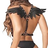 PIIKNUO Damen Gothic Körper Punk Harness Damen SM Sexy Aushöhlen BH Brustgurt Body Harness Wings Kostüm Leder Flügel Harness Fetisch Erotik Sexy Kleidung Cosplay Party Rave Kostüm