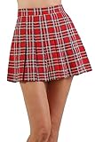 MISS NOIR 20652 Damen Faltenrock Sexy Minirock mit Reißverschluss Kurze Rock Clubwear, Rot (20652-TT), XL