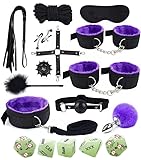 QiKKago EIN Satz Von 12 Lila Nylon Performance KostüMen Mit 5 GläNzenden Fluoreszierenden WüRfel ZubehöR, Schwarze Ringe Und Anti-Schwanz ZubehöR. K+4